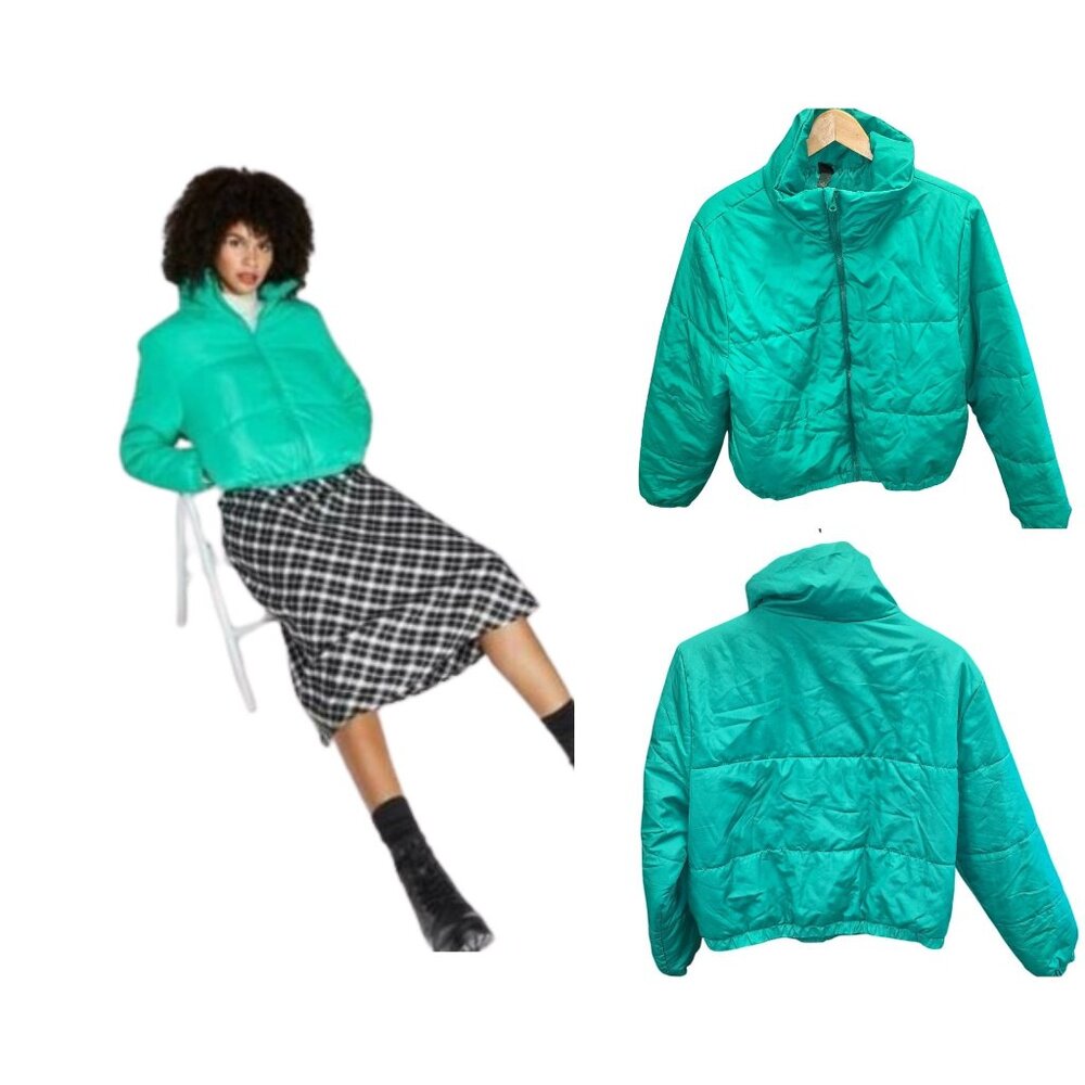 XS Women Long Sleeve Zip-up Puffer Jacket
